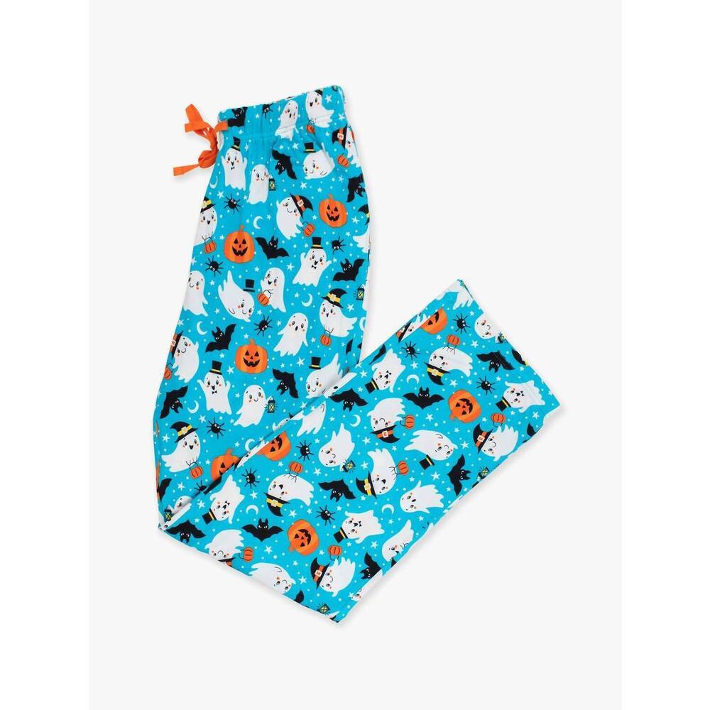 NEW RUFFLEBUTTS unisex - happy halloween bamboo pajama pants in blue multi